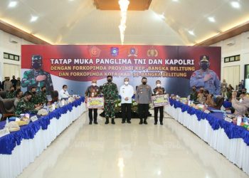 Rapat Evaluasi Penanganan dan Pengendalian Covid-19, Kapolri Minta Forkompimda Babel Optimalkan Pos Penyekatan Kabupaten dan Kota Dioptimalkan