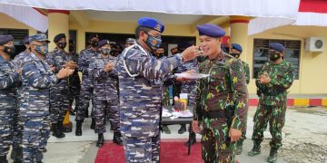 TNI AL Lanal TBA Serbu Kompi Brimob Ucapkan Selamat HUT ke-76