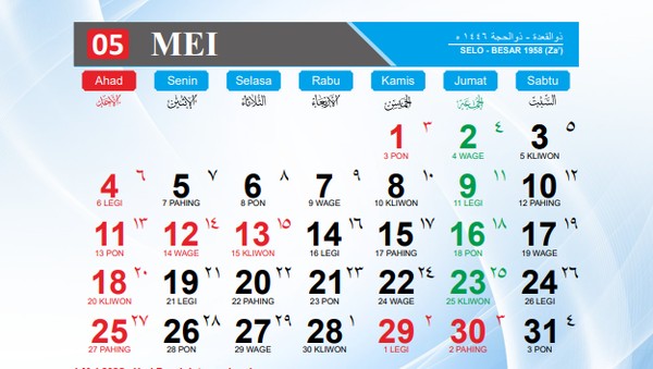 Daftar Tanggal Merah Bulan Mei